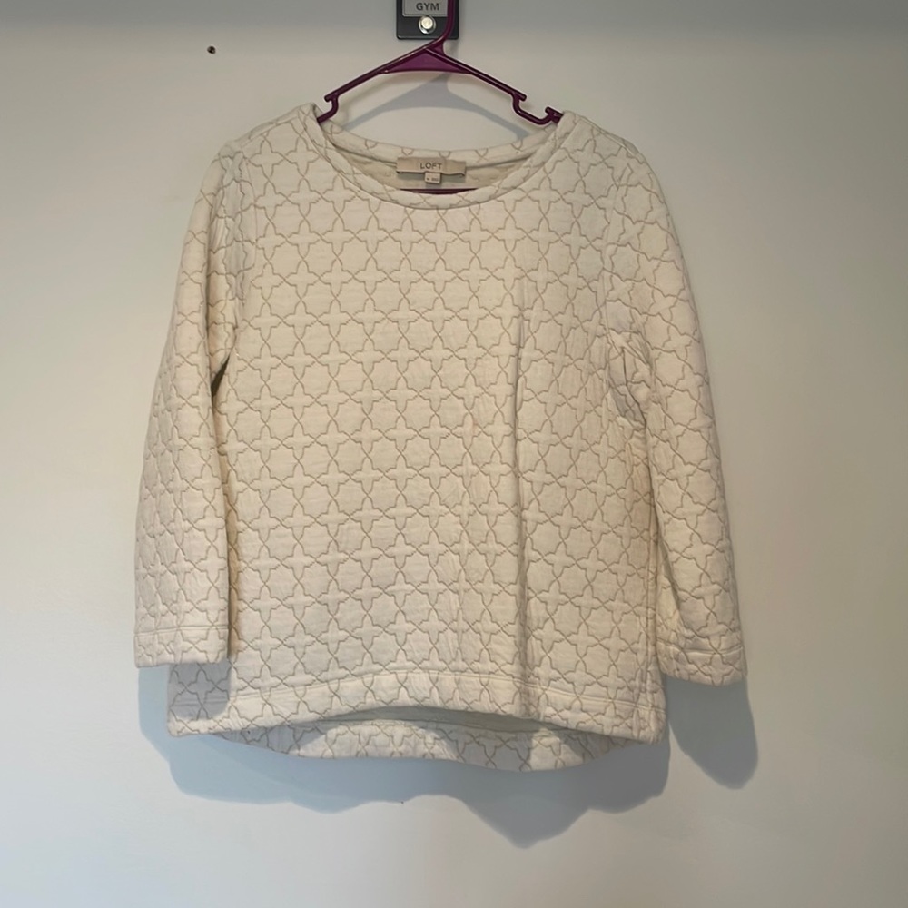 LOFT white and gold design sweater